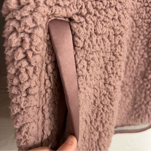 Abercrombie & Fitch Pink Teddy Bear Jacket Sweater Womens S Pullover Quarter Zip - Picture 2 of 8